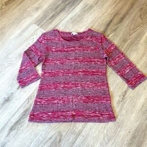 ALFRED SUNG women’s striped lightweight knit sweater top. 3/4 sleeves. Like new